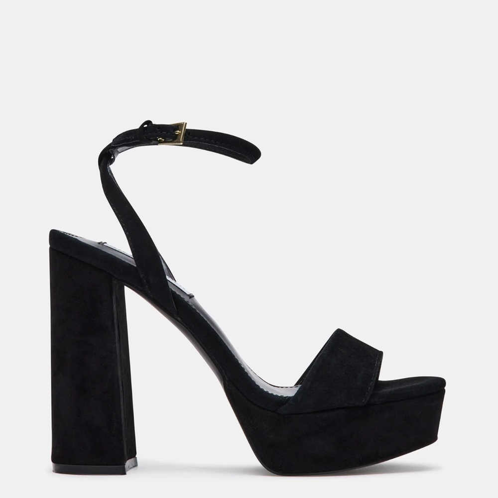 Steve Madden Lessa Black Suede Platform Sandals